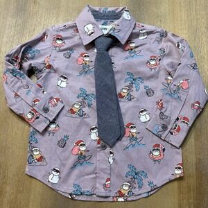 Boys SVRN Code‎ 2T Tropical Santa Button Down Tie Shirt